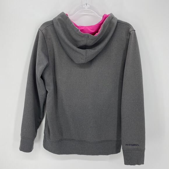 UNDER ARMOUR Women's Sweatshirt Size M Fleece Big Logo Grey Pullover Hoodie - Picture 2 of 5